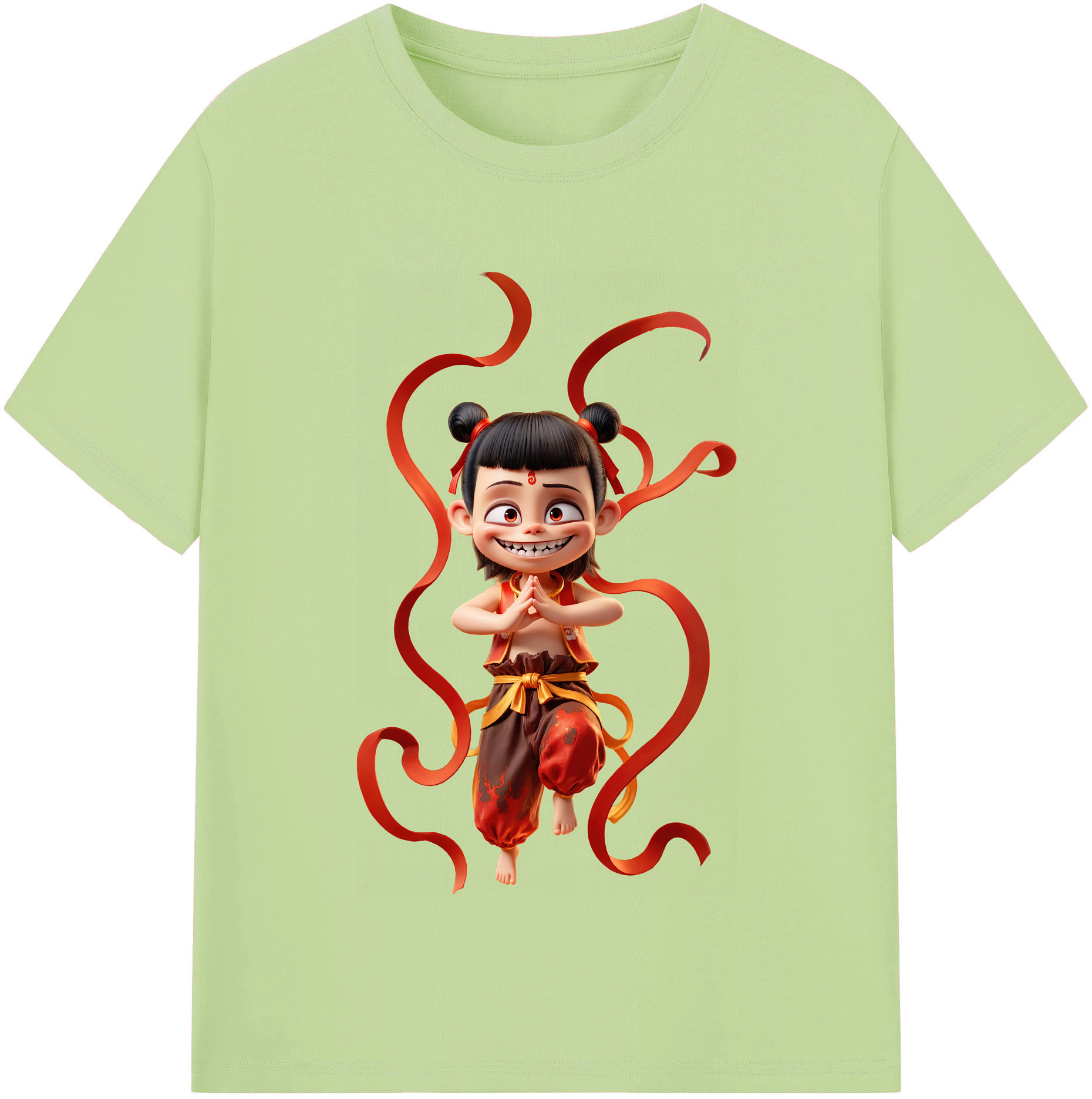 （画像用） Ne Zha 2 ナタ 魔童の大暴れ 綿100％半袖Tシャツ（フロントプリント）